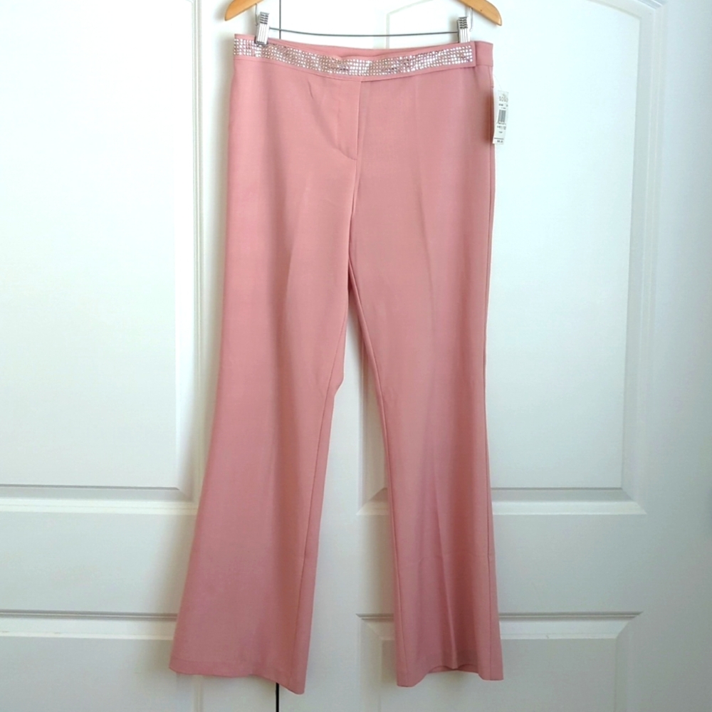 NWT XOXO Pink Flared Trousers with Silver Accents